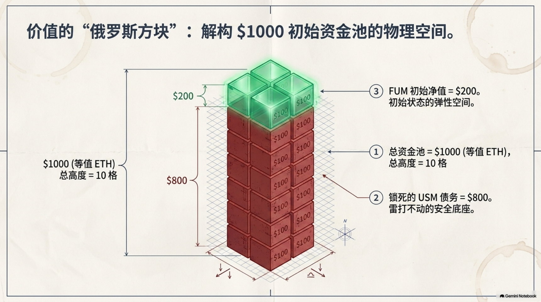 价值的俄罗斯方块:初始资金池的物理空间