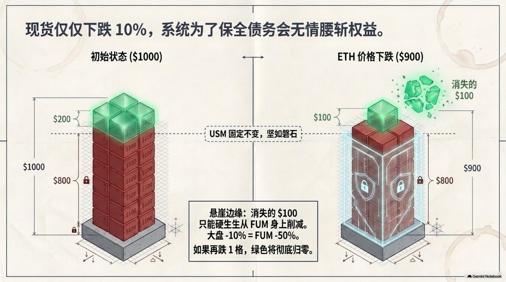 现货下跌百分之十时剩余权益空间的收缩